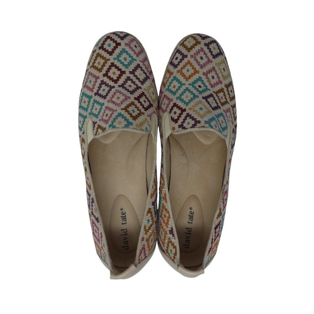 David Tate Sangria Woven Jute Geometric Print Espadrille Loafers Womens 9 - Picture 7 of 13